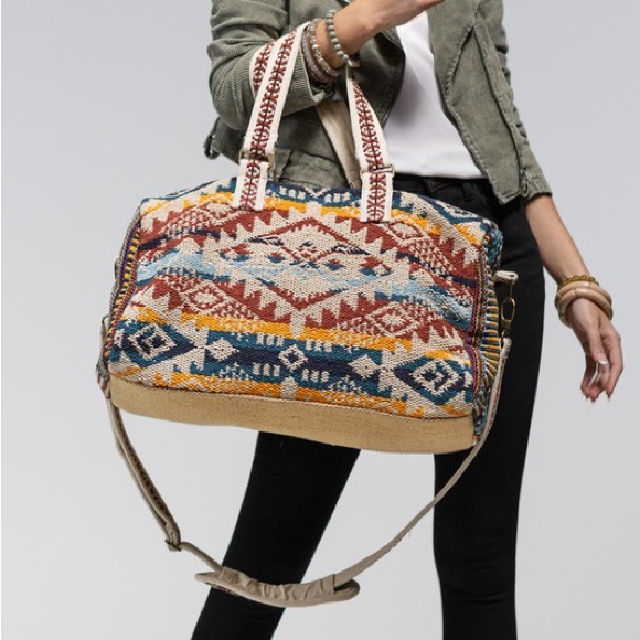 NEW Navajo Aztec Woven Weekender Duffle Bag - Picture 8 of 15